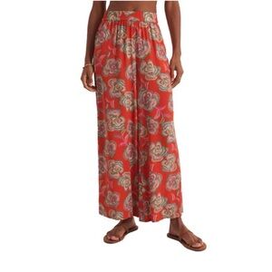 Z Supply Women’s Floral Wide-Leg Beach Pants Size Small